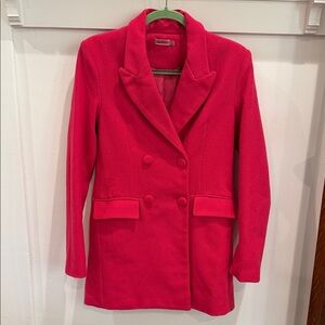 Anthropologie Vibrant Hot Pink Double-Breasted Blazer